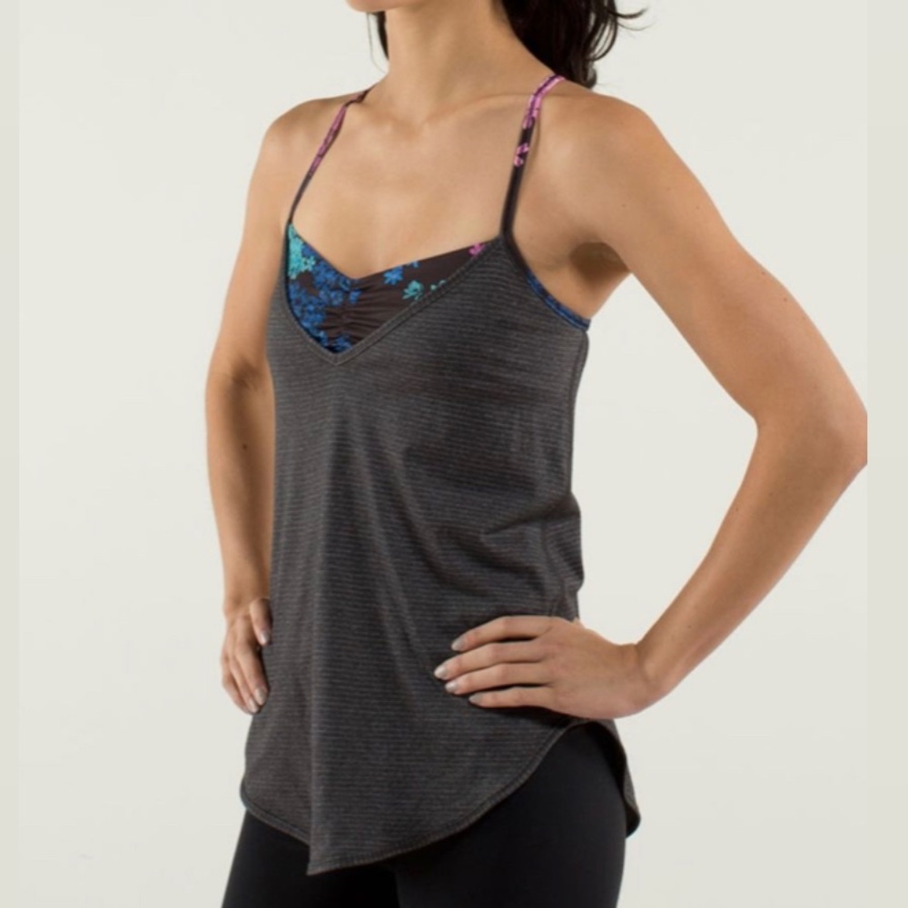 lululemon | Roll Out Tank | Size 6 | Petal Pop Multi/Heathered Black